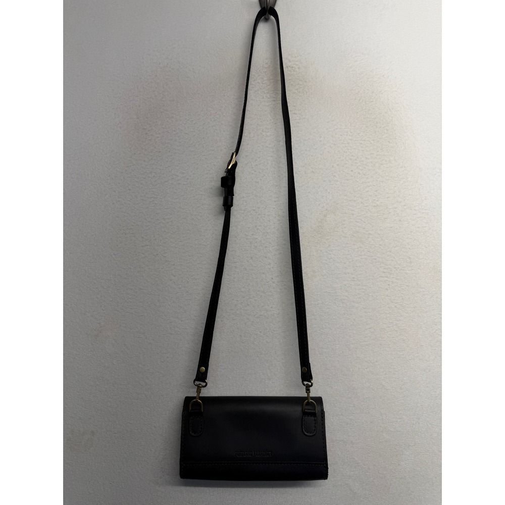 RETIRED Portland Leather Goods DELUXE ACCORDION PURSE Black Smooth Leather - Picture 3 of 7